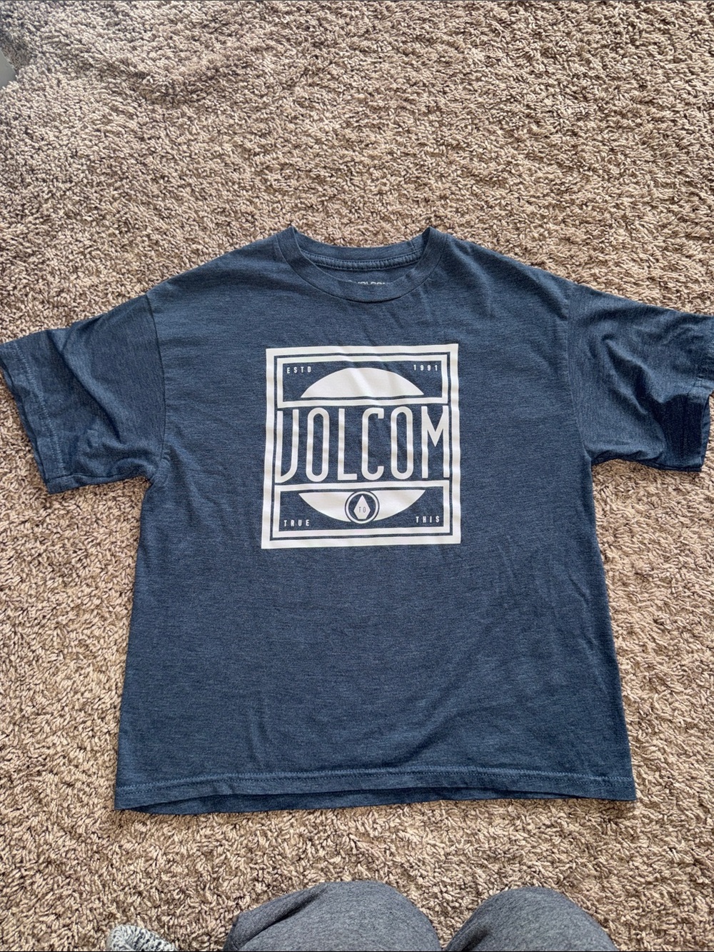 Volcom Navy Tee with White Box Logo